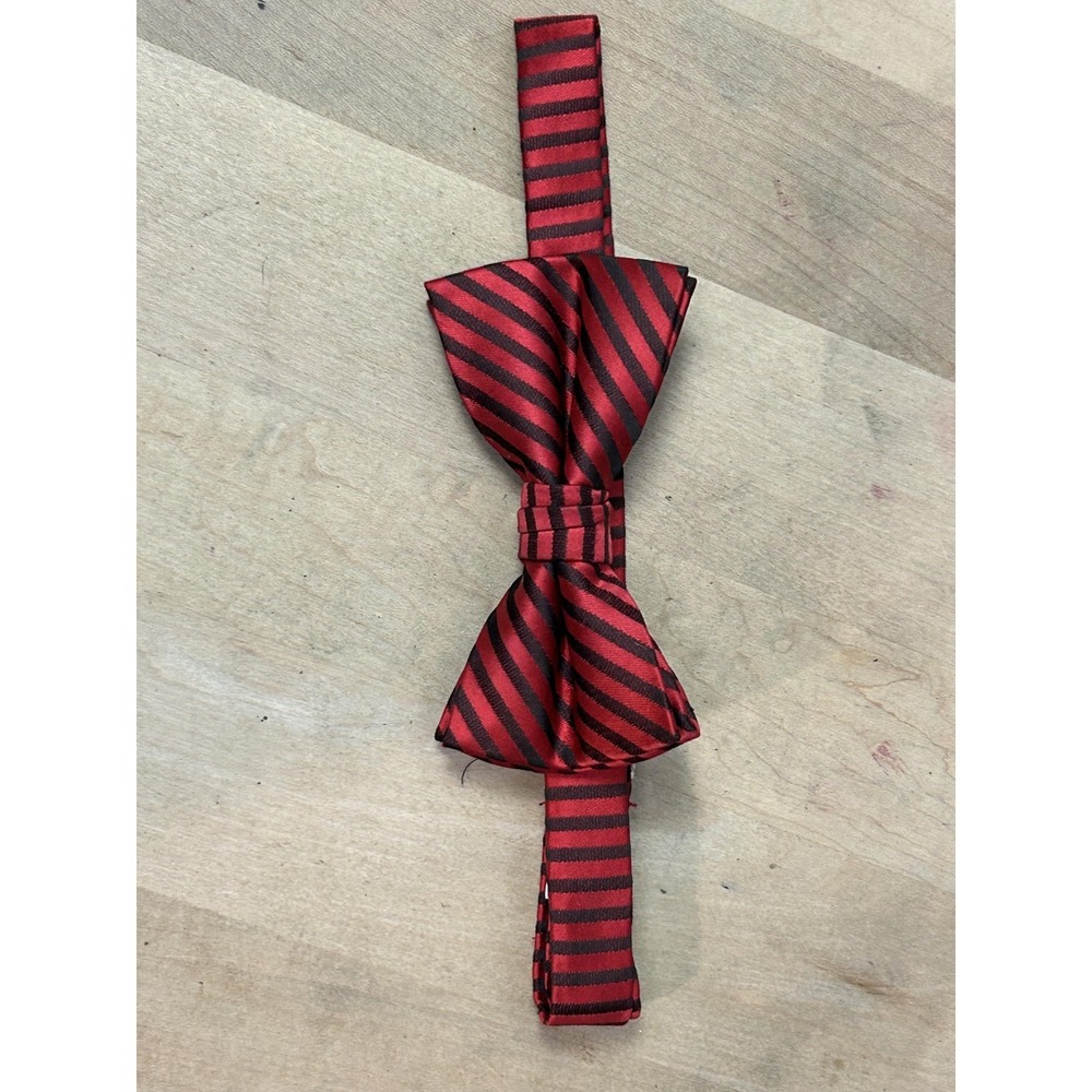 Red Black Striped Bow Tie Mens Adjustable Pre Tied Polyester Formal‎ Neckwear